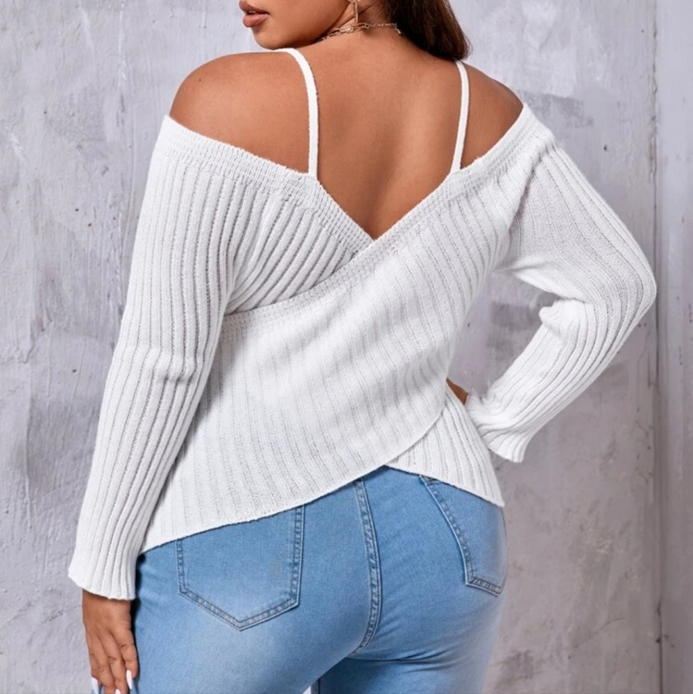 Cold Shoulder Wrap Sweater - Picture 2 of 2
